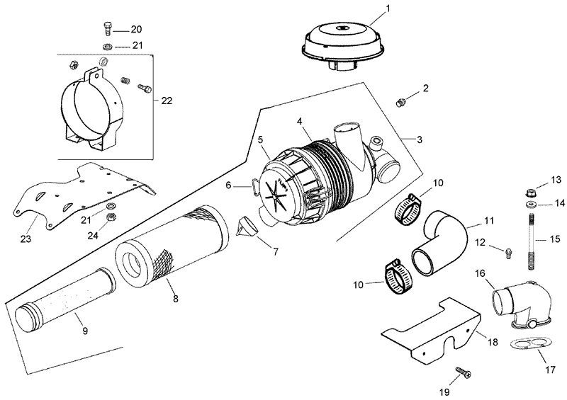 Air Intake and Filtration Assembly Kohler CH745 0007
