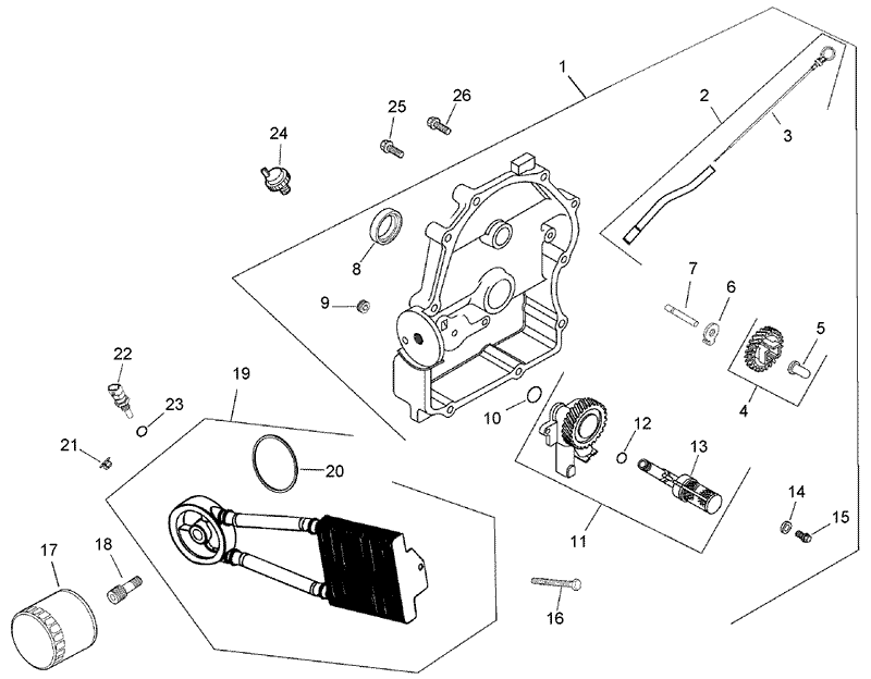 Oil Pan and Lubrication Assembly Kohler CH745 0007