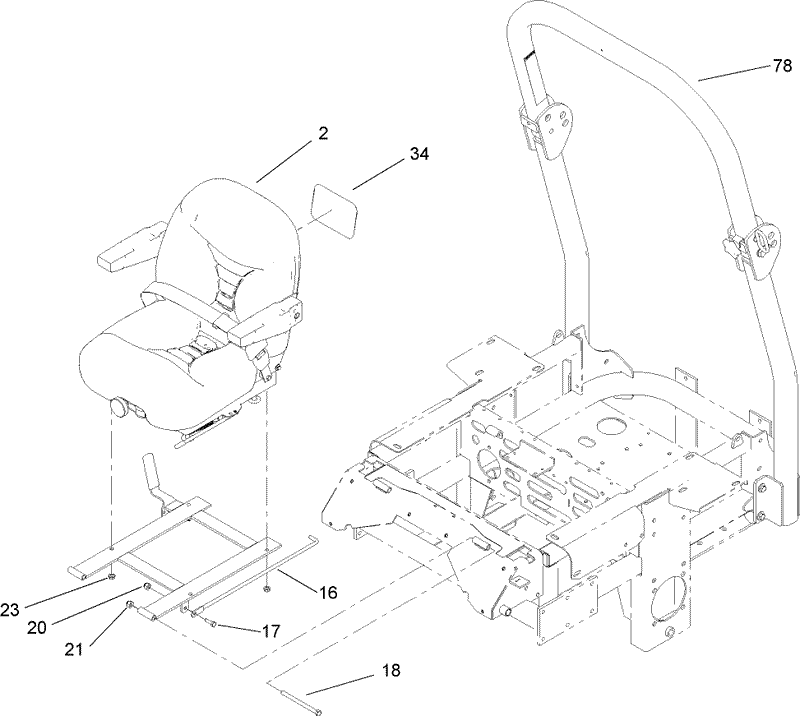 Seat and Roll Over Protection System Assembly