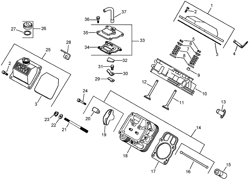 Head Valve and Breather Assembly Kohler CH745 0012