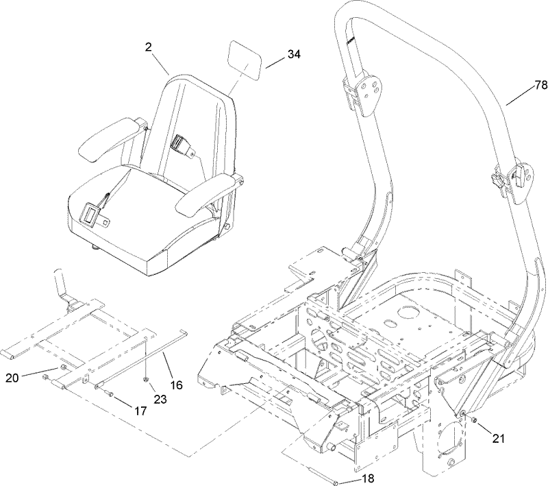 Seat and Roll Over Protection System Assembly