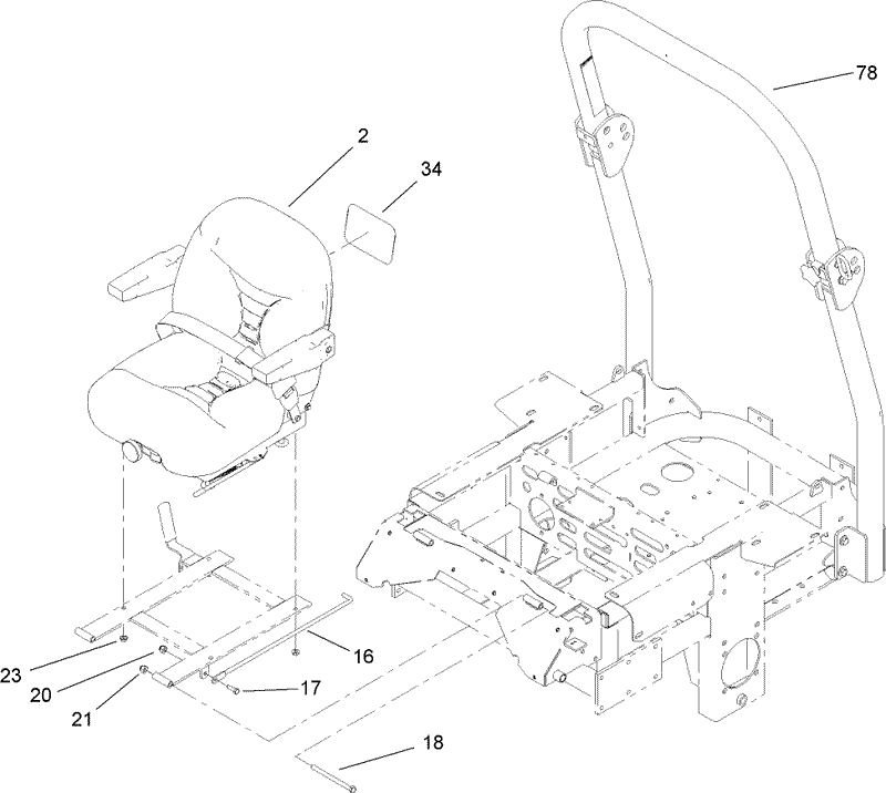 Seat and Roll Over Protection System Assembly