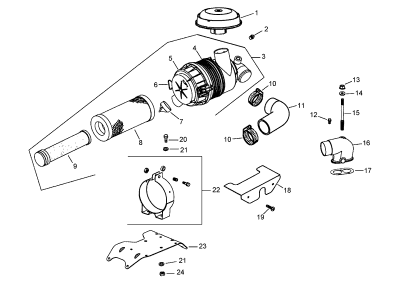 Air Intake and Filtration Assembly Kohler CH745 0012