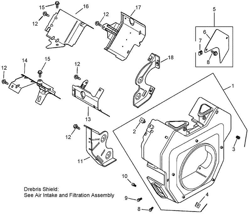 Blower Housing and Baffle Assembly Kohler CH750 0010