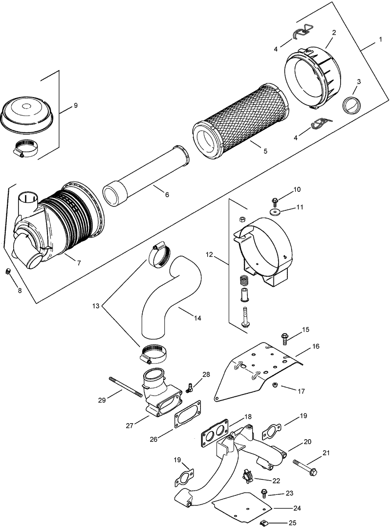 Air Intake and Filtration Assembly Kohler CH750 0010