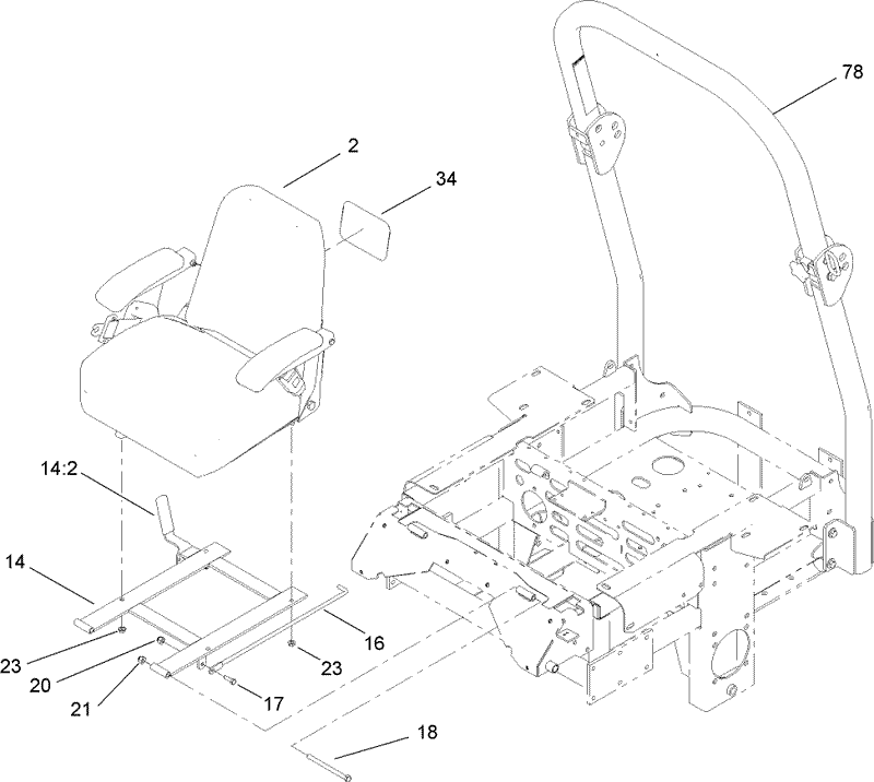 Seat and Roll Over Protection System Assembly