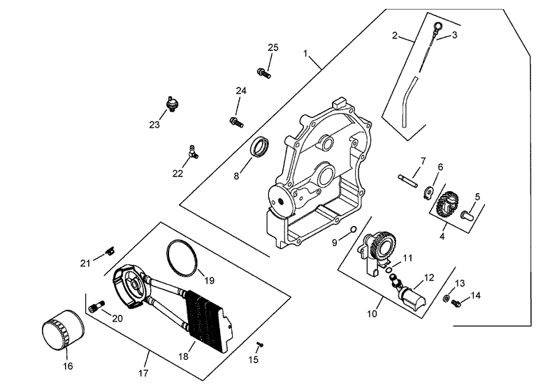 Oil Pan and Lubrication Assembly Kohler CH750 0010