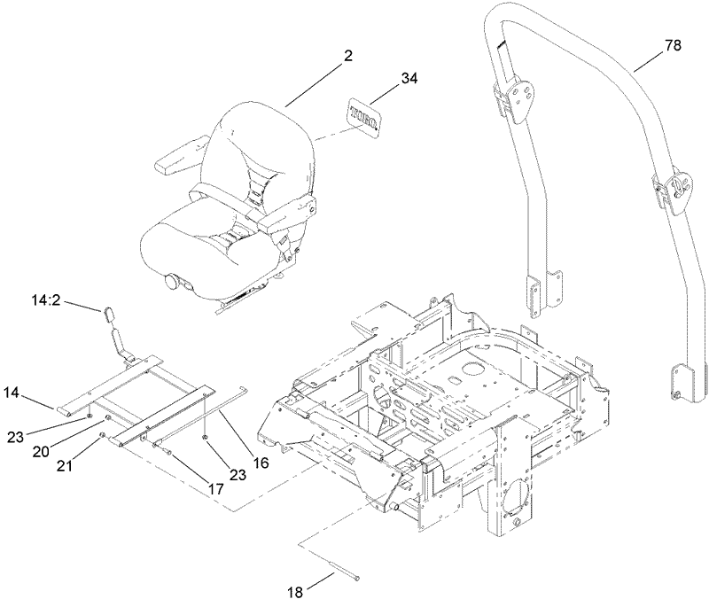 Seat and Roll Over Protection System Assembly