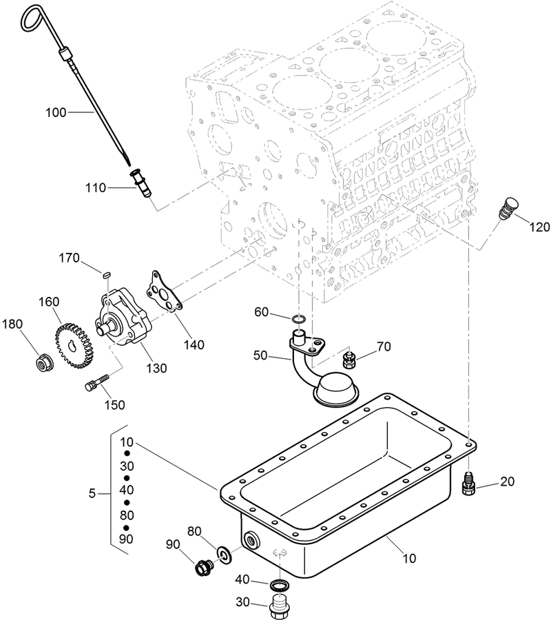 Oil Pan Oil Pump and Dipstick Assembly