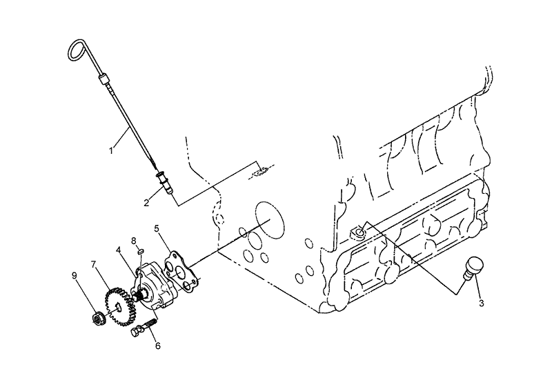 Dipstick Guide and Oil Pump Assembly