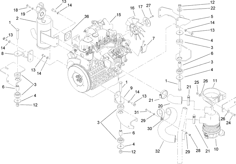 Engine Exhaust and Air Intake Assembly