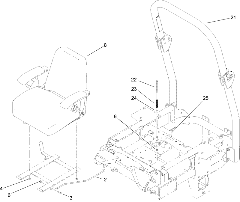 Seat and Roll Over Protection System Assembly
