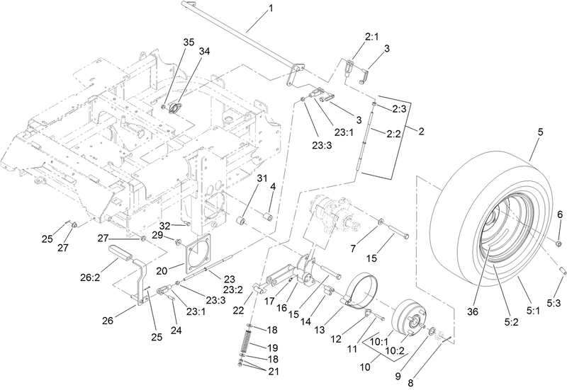 Main Frame and Rear Wheel Assembly
