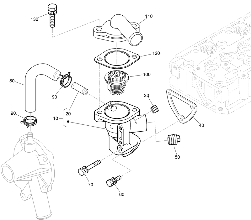 Water Flange and Thermostat Assembly