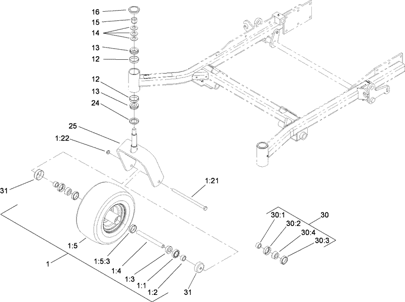 Caster Wheel and Fork Assembly