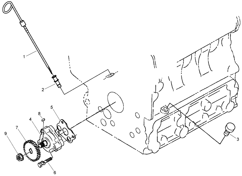 Dipstick Guide and Oil Pump Assembly