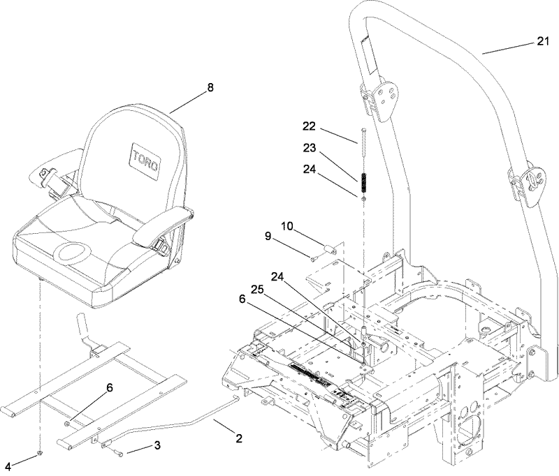 Seat and Roll Over Protection System Assembly