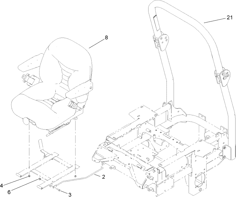 Seat and Roll Over Protection System Assembly