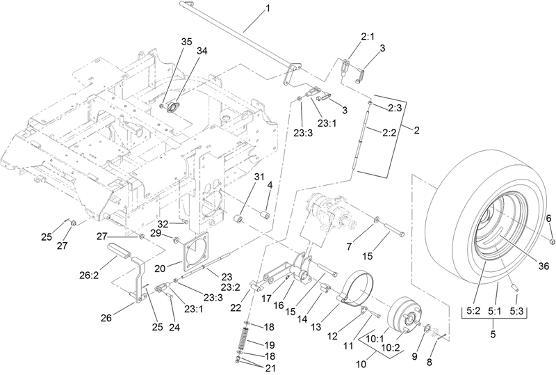 Main Frame and Rear Wheel Assembly