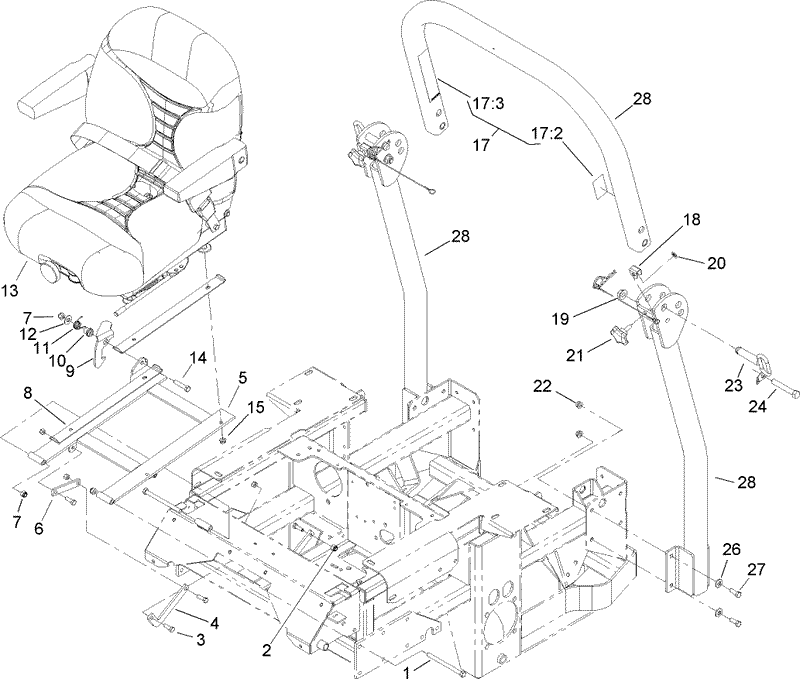 Seat and Roll Over Protection System Assembly