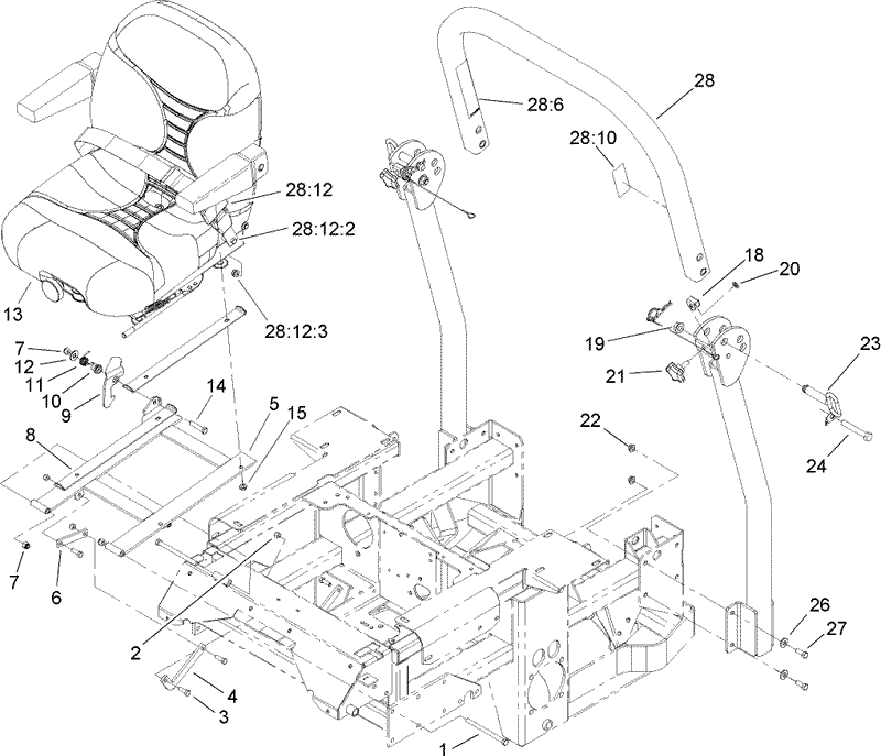 Seat and Roll Over Protection System Assembly