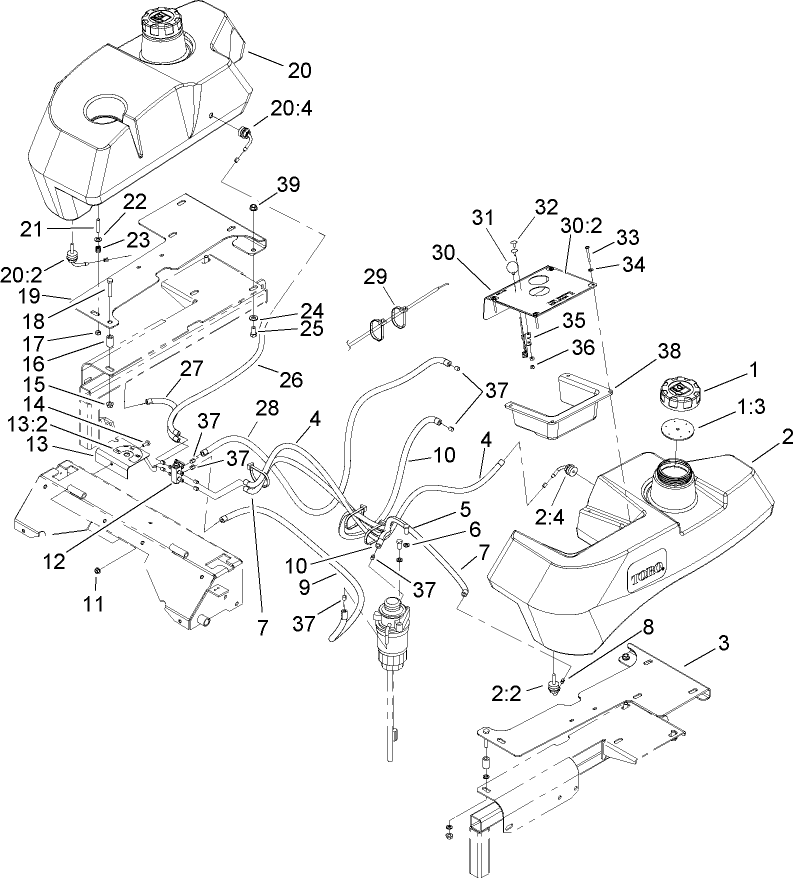 Tank and Fuel Line Assembly