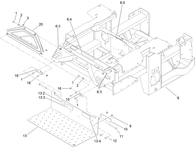 Engine Frame Console and Floor Pan Assembly
