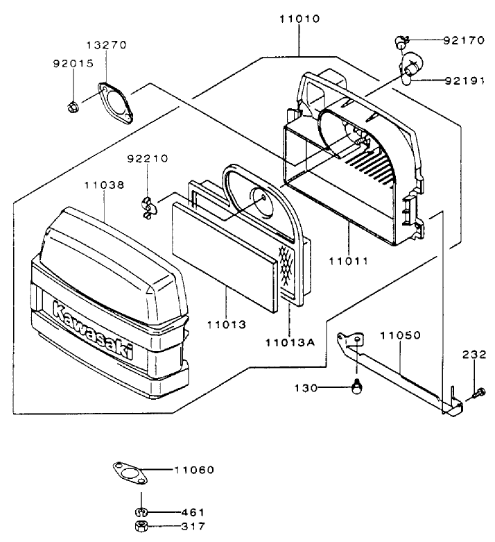 Air Filtermuffler Assembly Kawasaki Fh500v As10