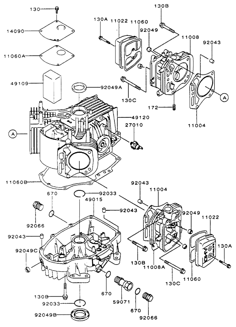 Cylindercrankcase Assembly Kawasaki Fh500v As10