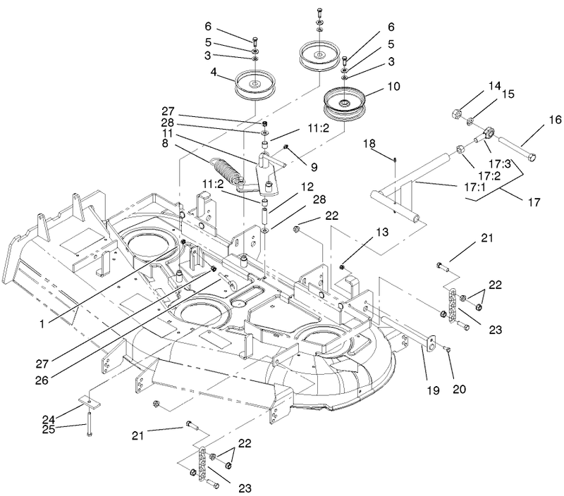Idler Pulleylift Strut And Chain Assembly