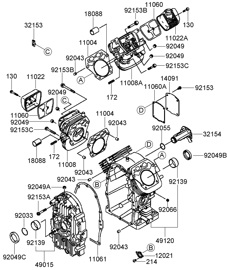 Cylinder and Crankcase Assembly Kawasaki FH770D AS05