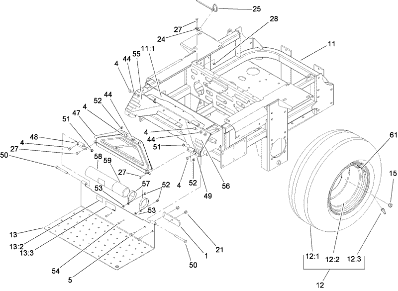 Main Frame and Rear Wheel Assembly
