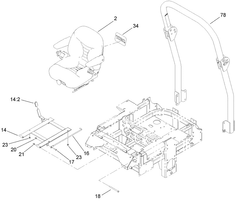 Seat and Roll Over Protection System Assembly
