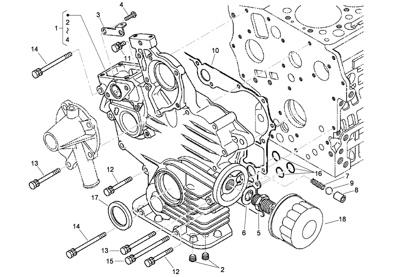 Gear Case and Oil Filter Cartridge Assembly