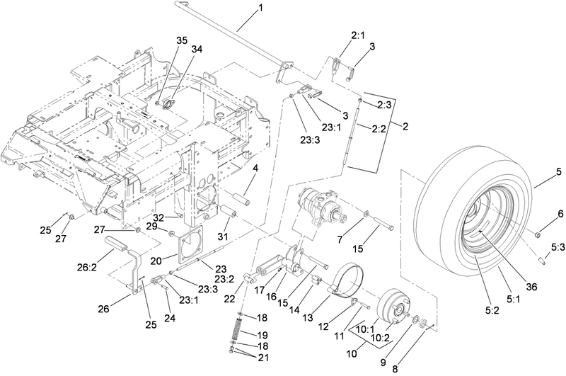 Main Frame and Rear Wheel Assembly