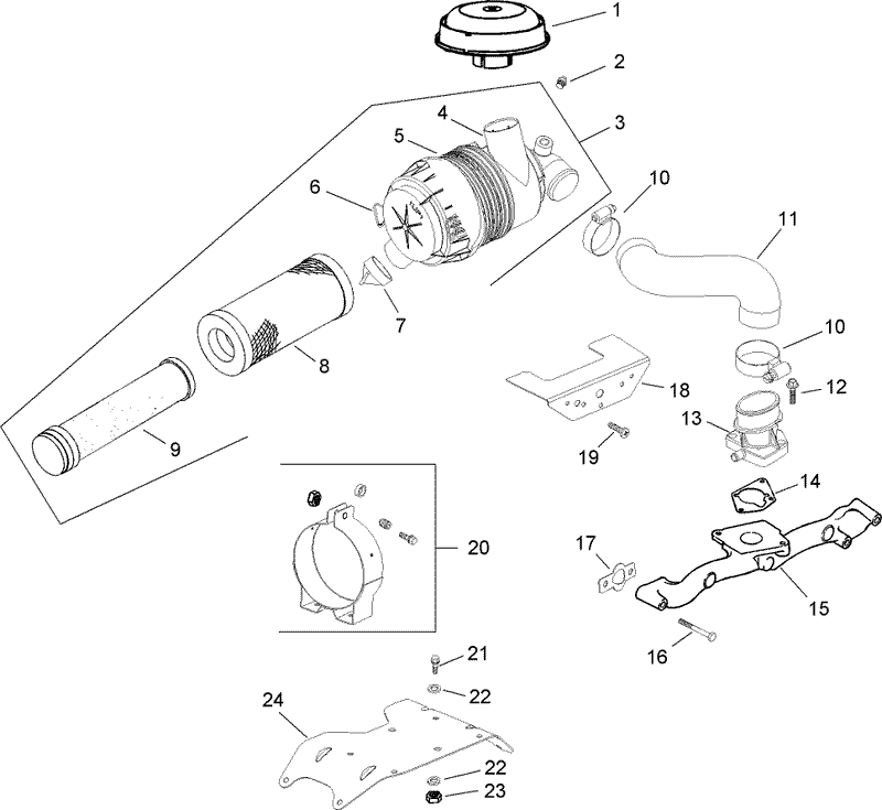 Air Intake Filtration Assembly Kohler CH740 0075