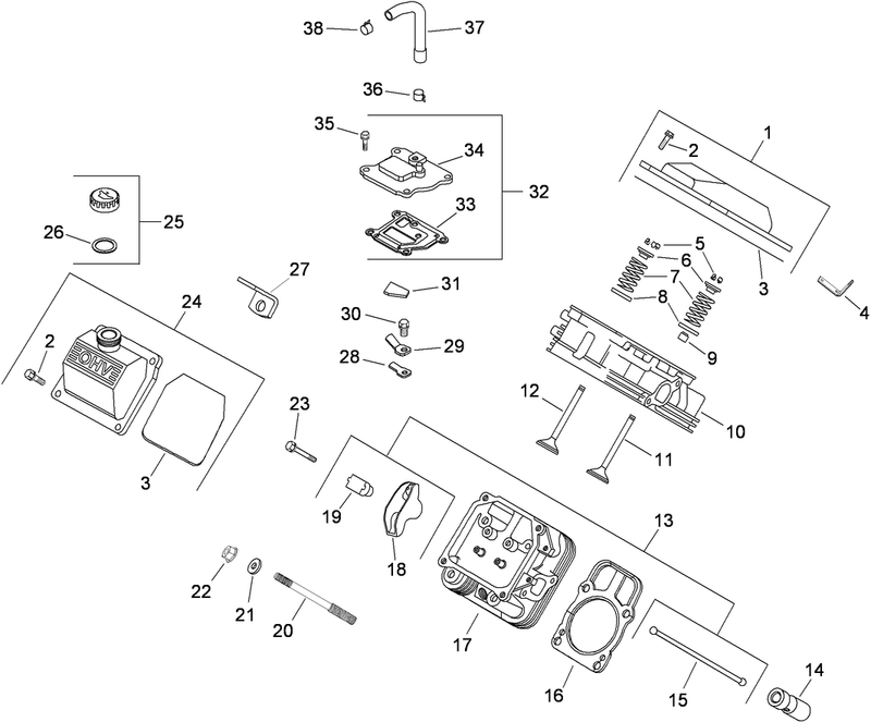 Head Valve and Breather Assembly Kohler CH740 3118