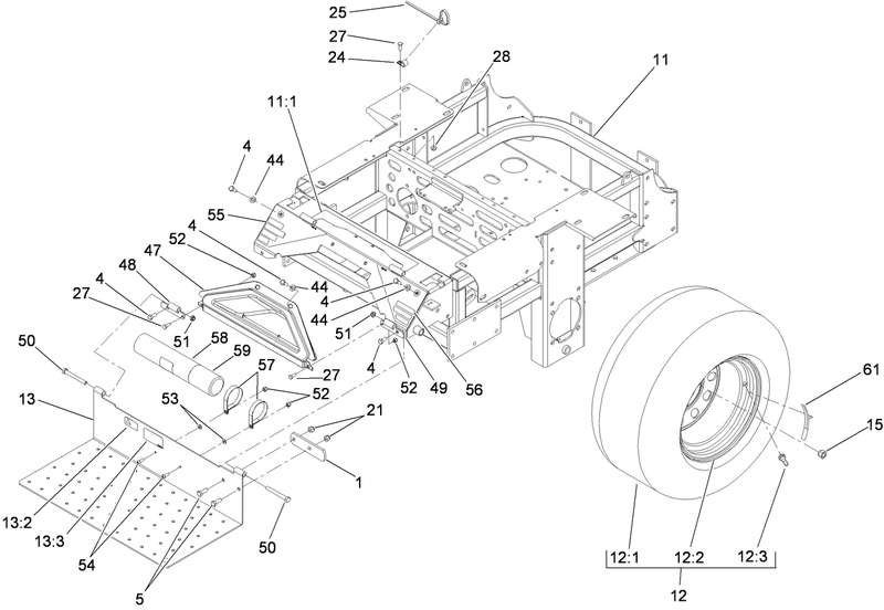 Main Frame and Rear Wheel Assembly