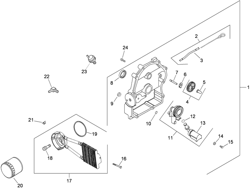 Oil Pan and Lubrication Assembly Kohler CH740 3118