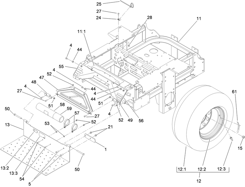 Main Frame and Rear Wheel Assembly