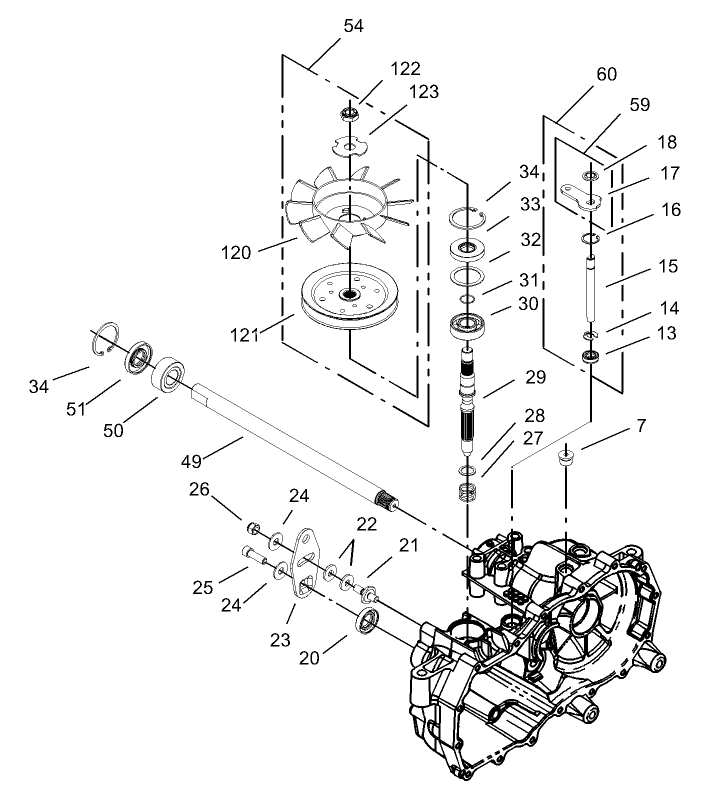 Fan and Pulley Assembly LH Hydrostat No 105 3492