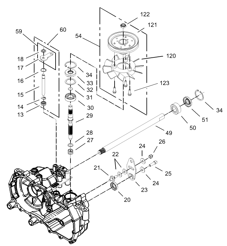 Fan and Pulley Assembly RH Hydrostat No 105 3491