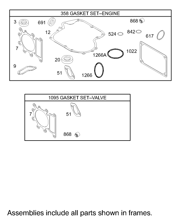 Gasket Assembly Briggs and Stratton Model 280H07 0166 E1