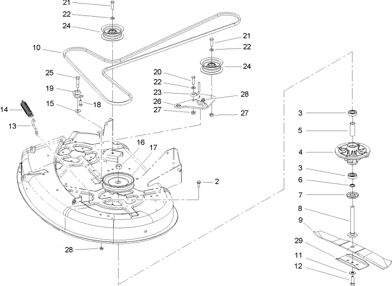 38in Deck and Spindle and Belt Drive Assembly