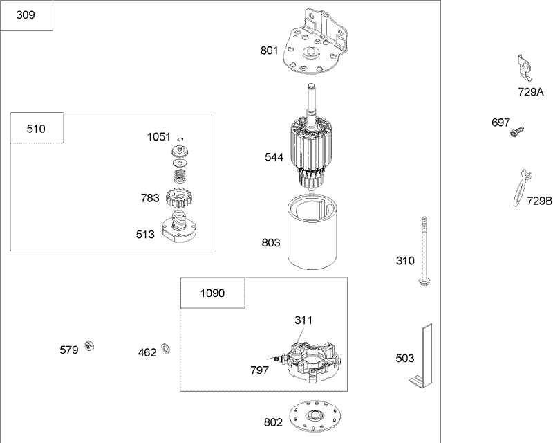 Starter Assembly Briggs and Stratton 280H07 0166 E1
