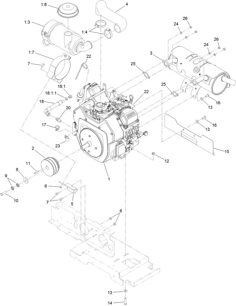 Engine Muffler and Air Cleaner Assembly