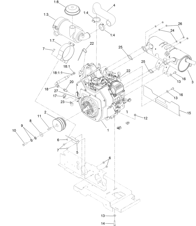 Engine Muffler and Air Cleaner Assembly