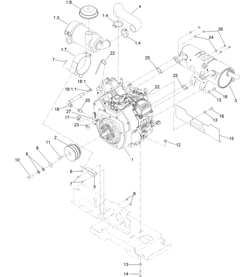 Engine Muffler and Air Cleaner Assembly