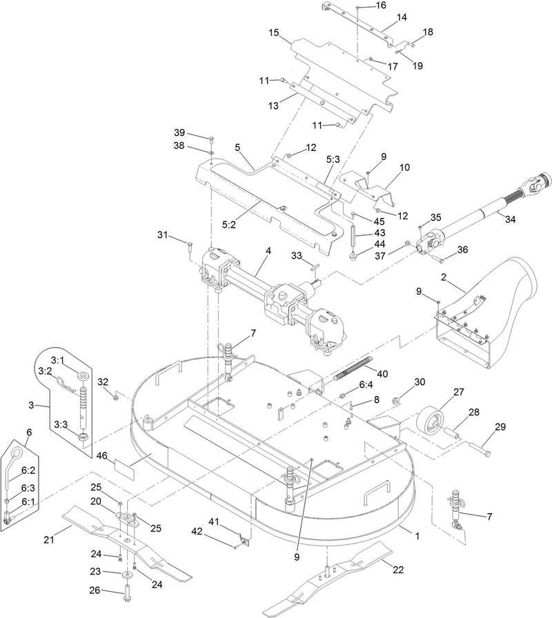 Deck Gearbox and Driveshaft Mounting Assembly