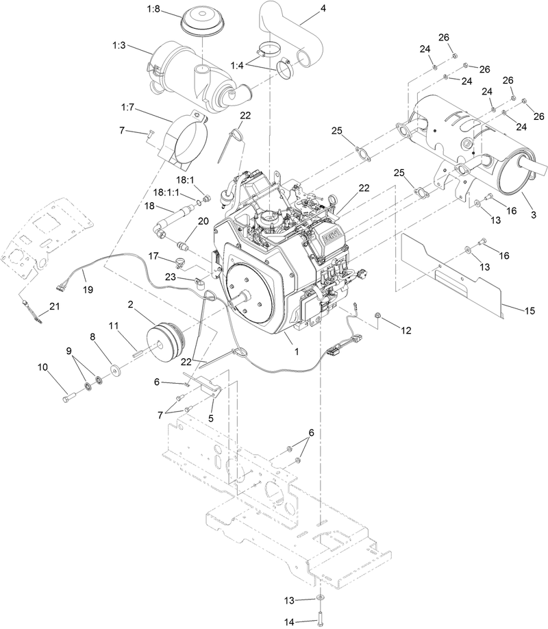 Engine Muffler and Air Cleaner Assembly